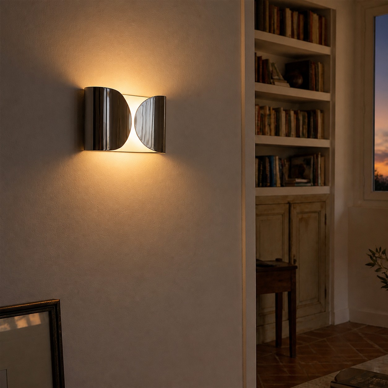 Wall light switched on with upward and downward glow