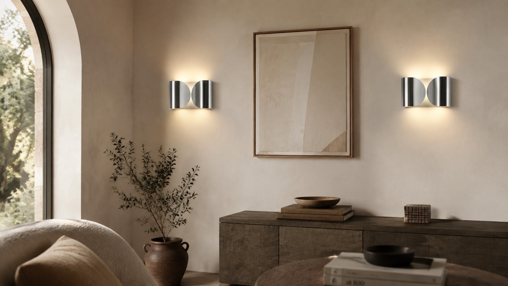Minimal rectangular wall light in a contemporary interior