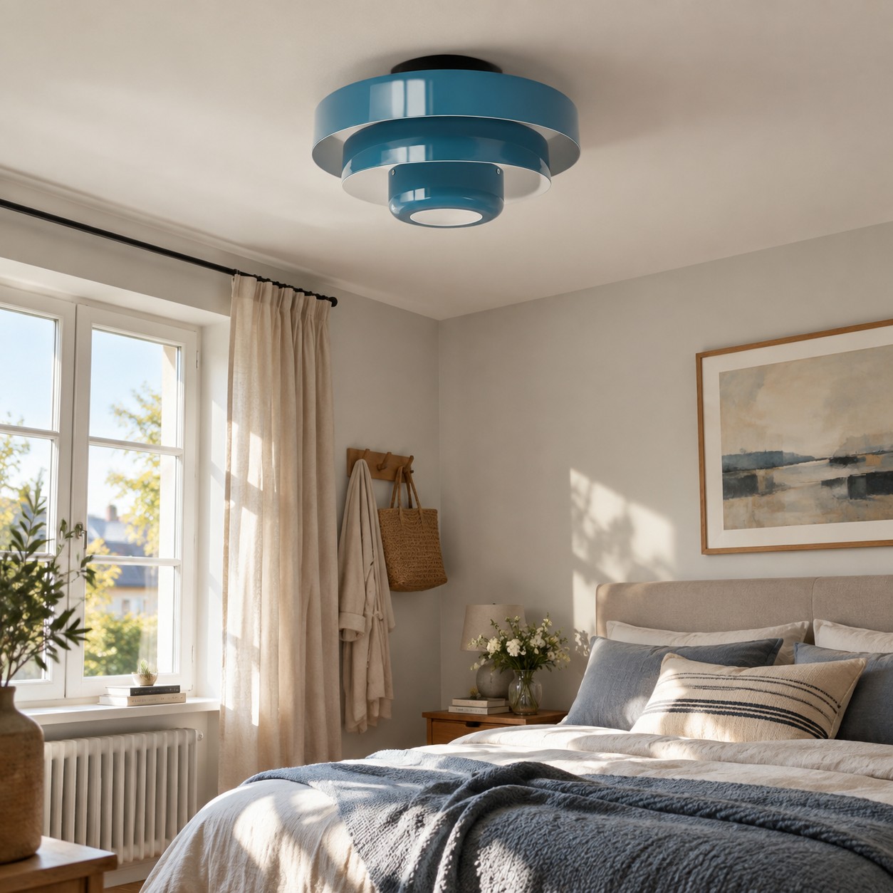 Blue Malero ceiling lamp in a calm bedroom