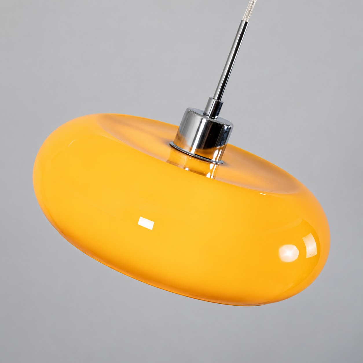 Hand-blown glass shade and polished metal fitting