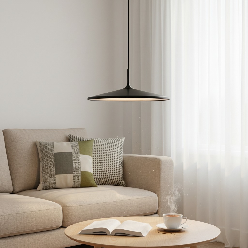Moderne zwarte hanglamp met warme led