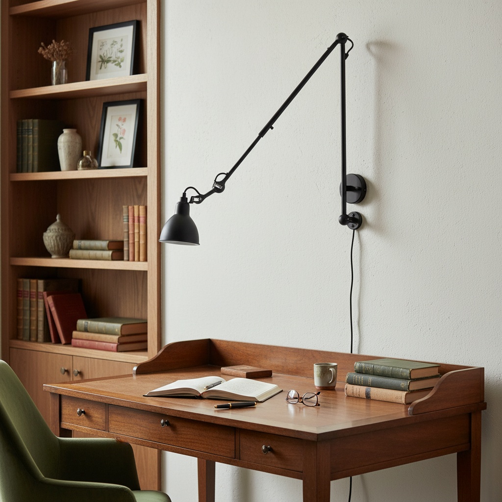 Bureau met verstelbare wandlamp