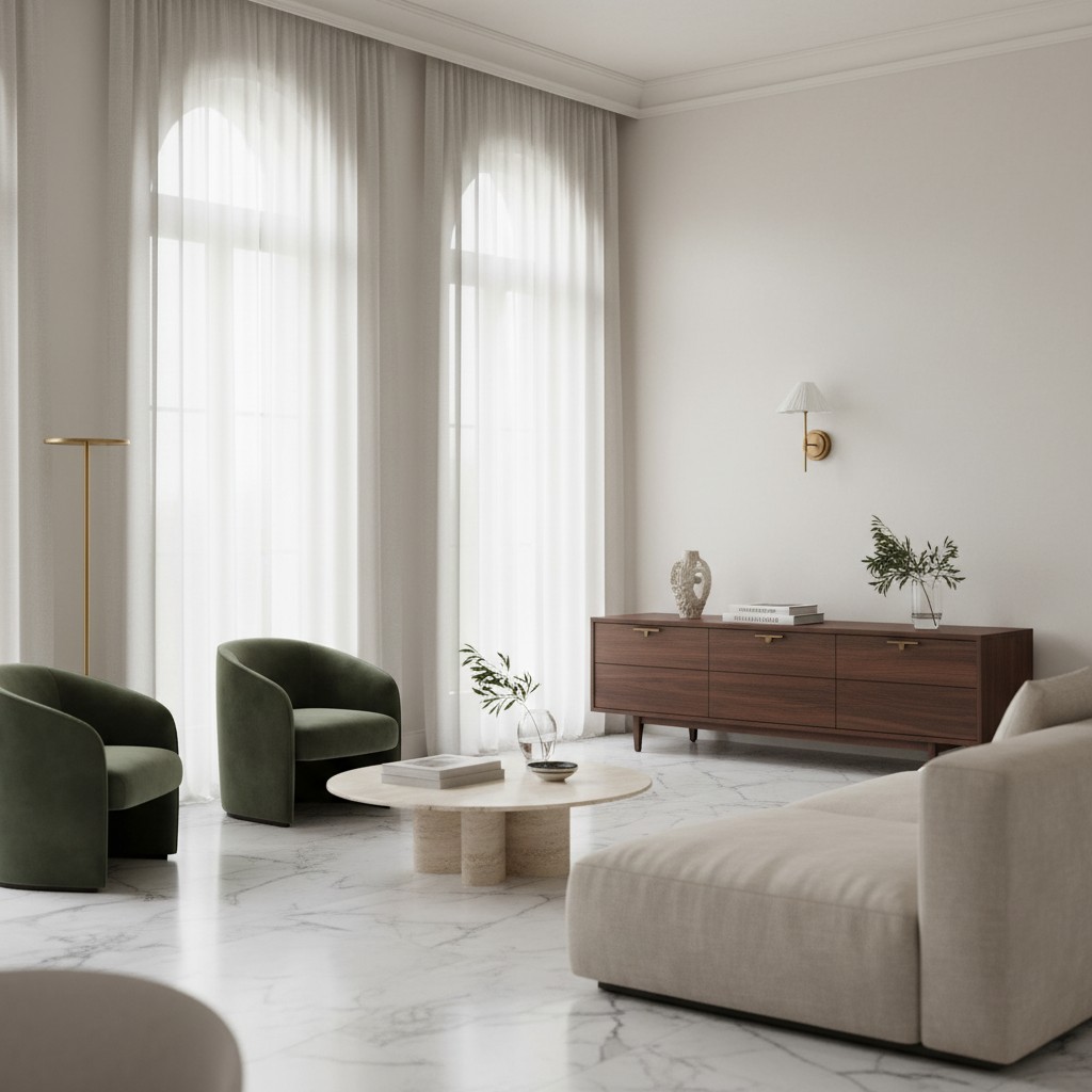 Lindi wandlamp in rustige woonkamer