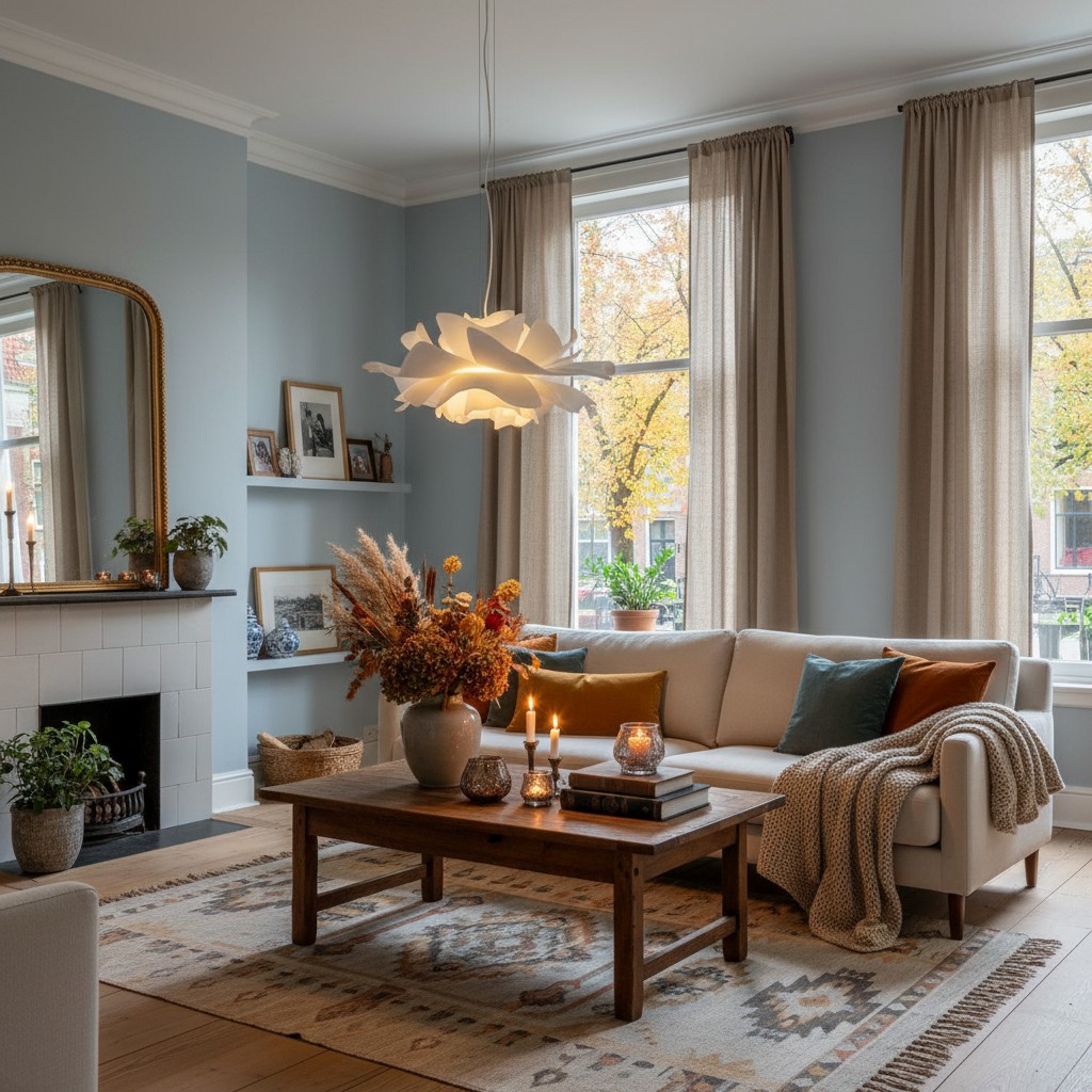 Lotuslamp met herfstdecoratie