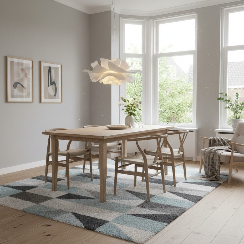 Lotuslamp boven eettafel