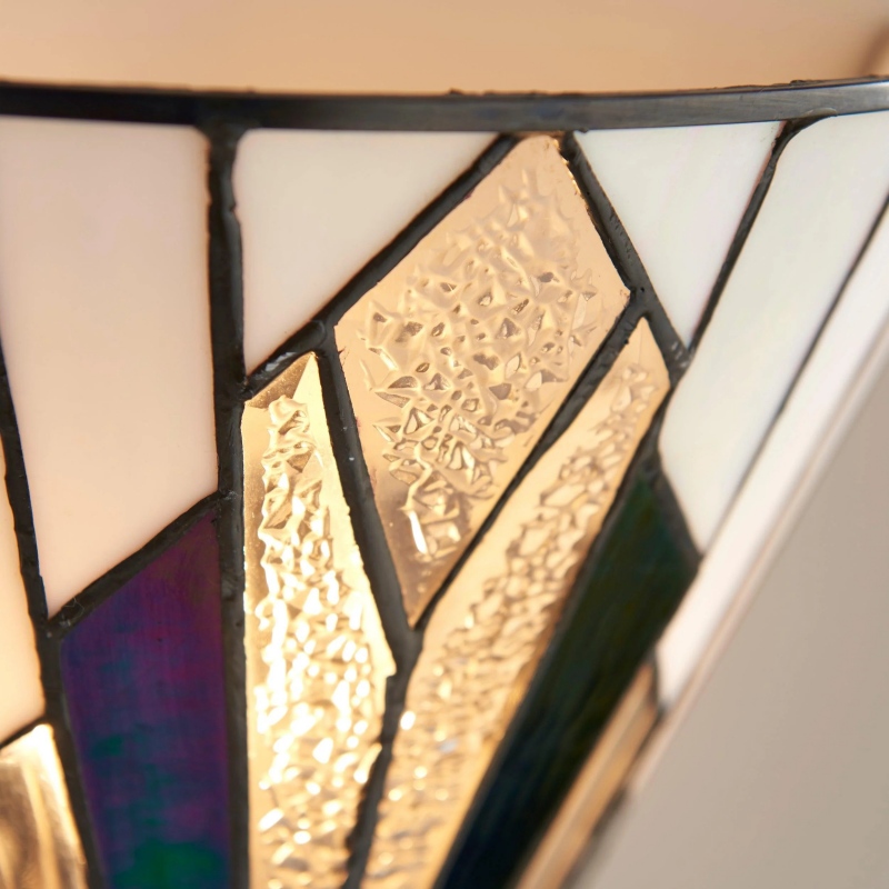 Textured central art glass panel close-up