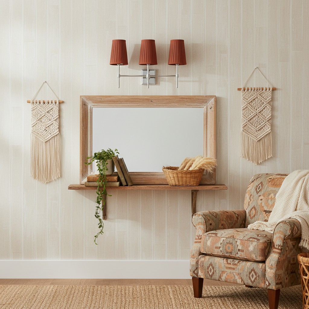 Derlina wandlamp met drie rode kappen in kamer