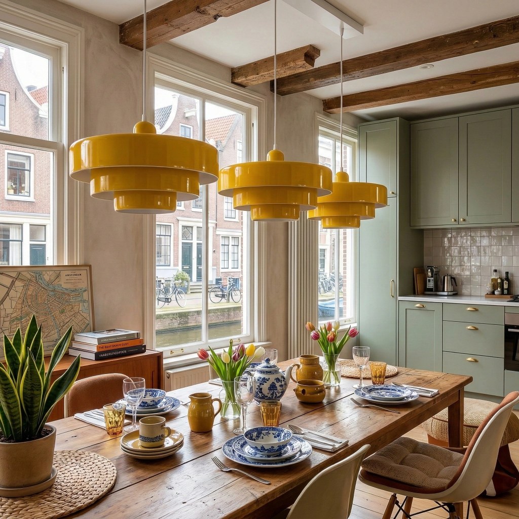 Nordic Macaron hanglamp in keukeninterieur