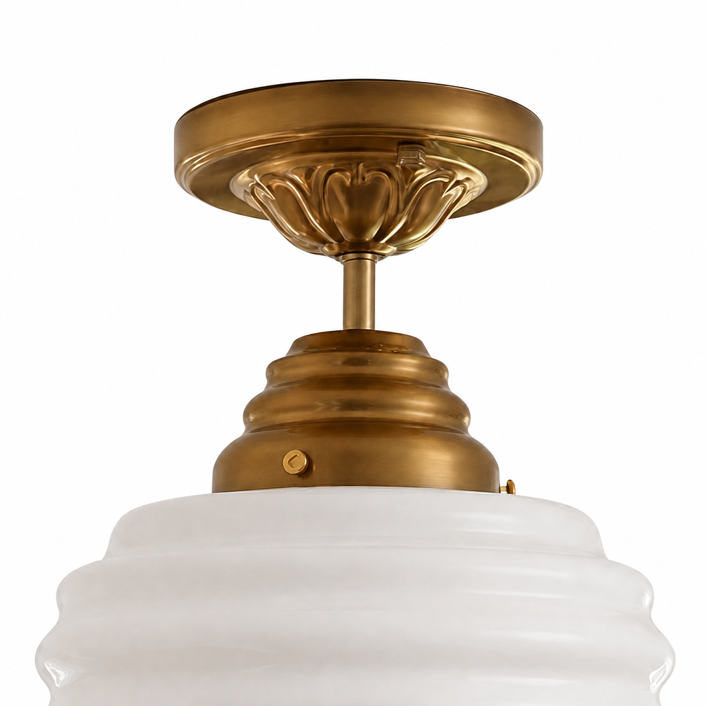 Close view of the Cirren brass ceiling mount