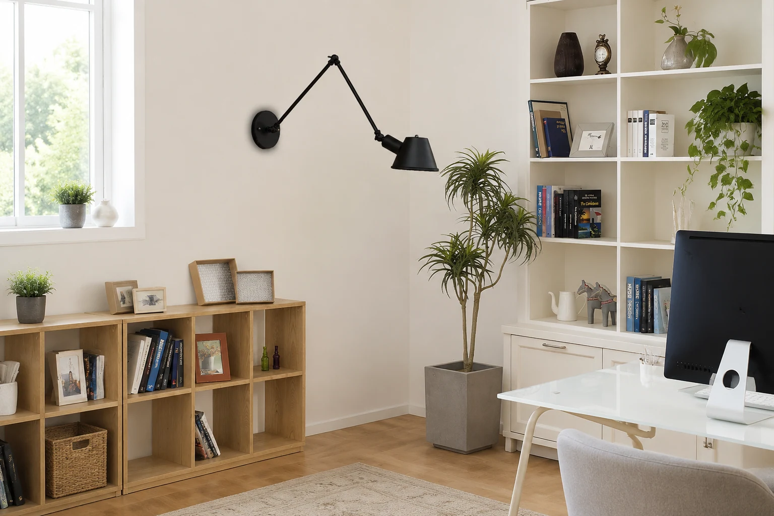 Retractable wall light in a lifestyle room scene