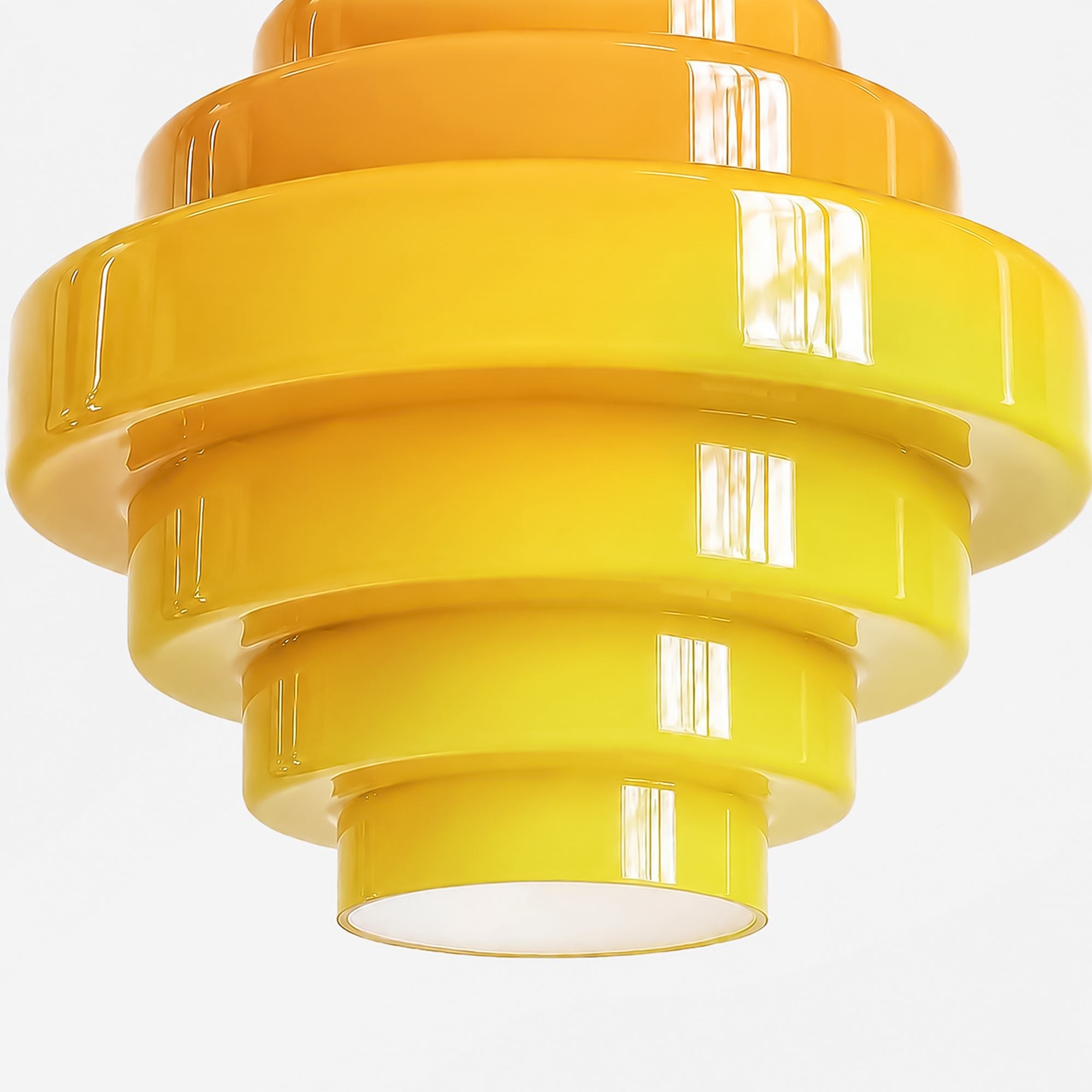 Open underside of the yellow Sanenos glass shade