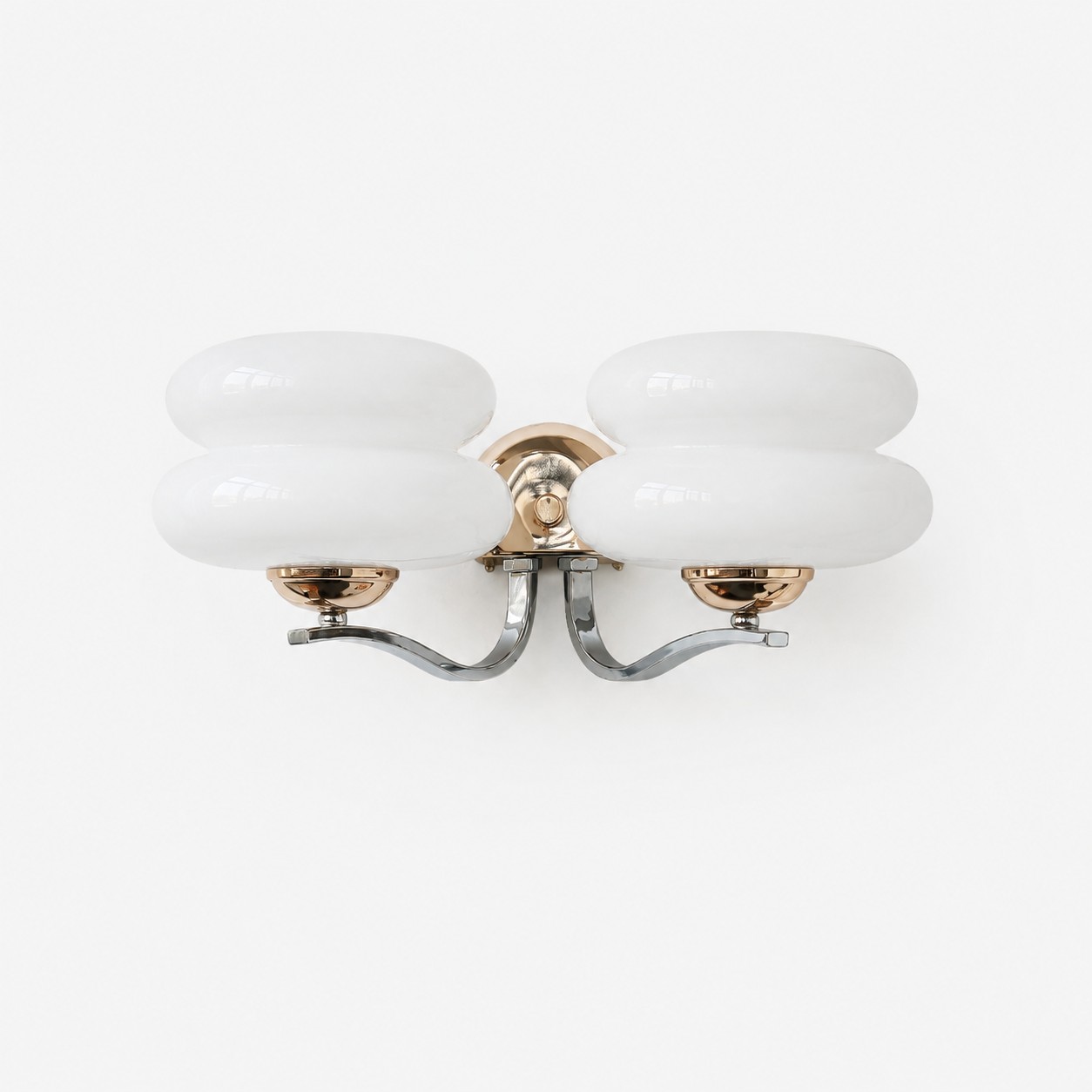 Bauhaus milk glass wall sconce in Ivory / 2 Heads