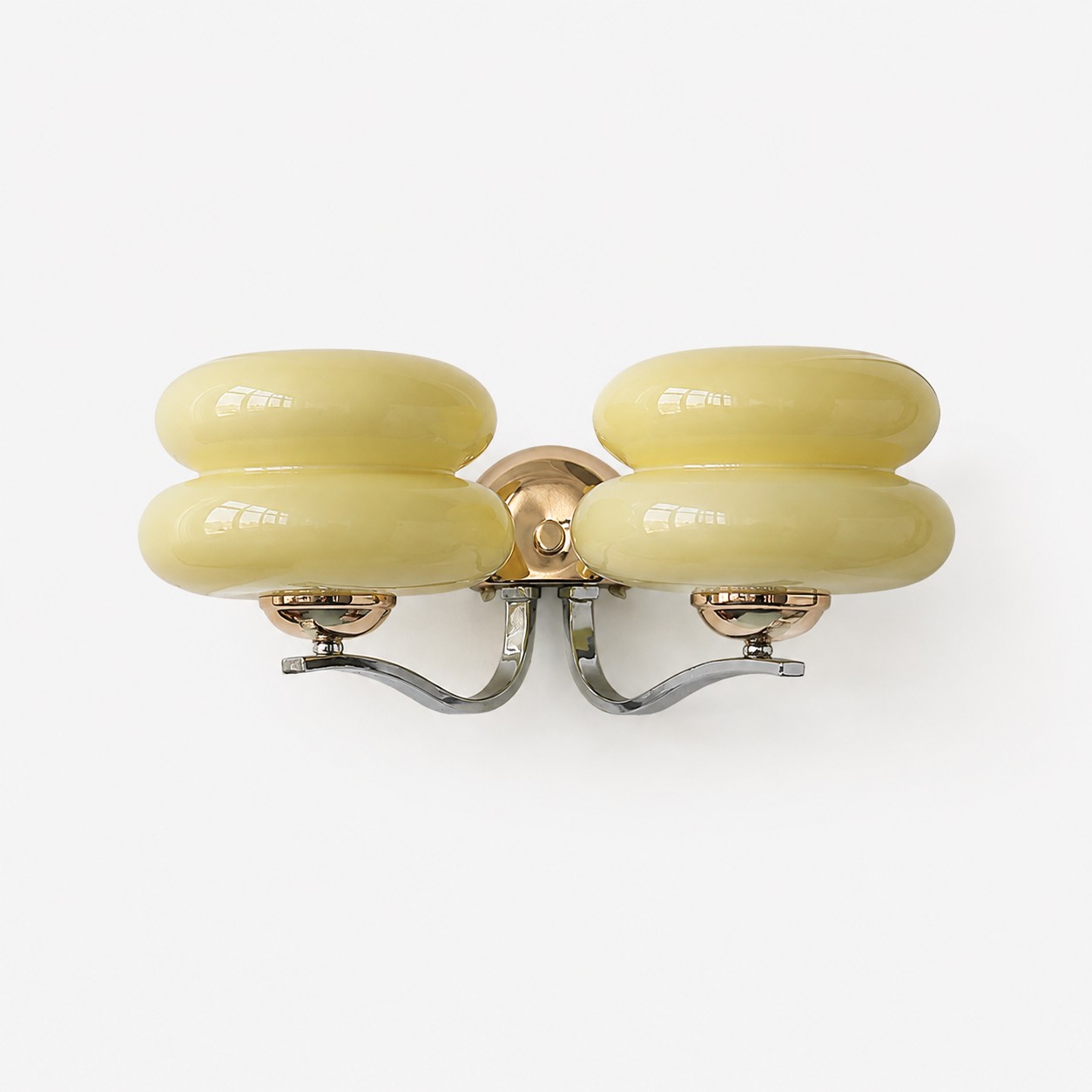 Bauhaus milk glass wall sconce in Beige / 2 Heads