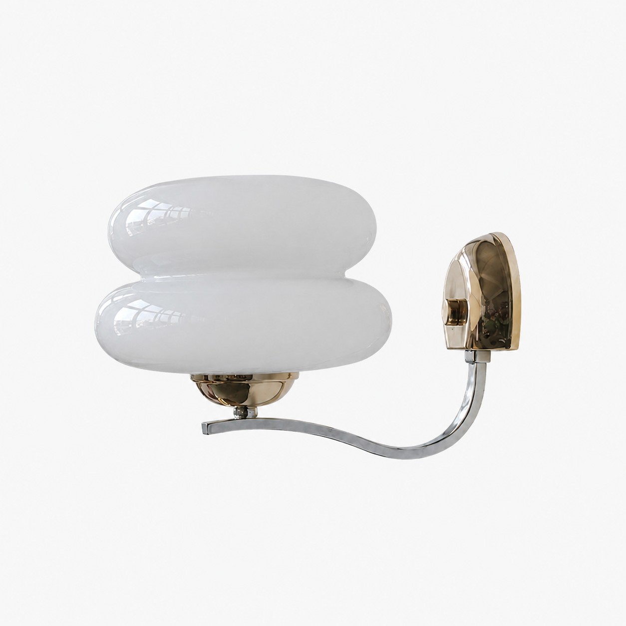 Bauhaus milk glass wall sconce in Ivory / 1 Head