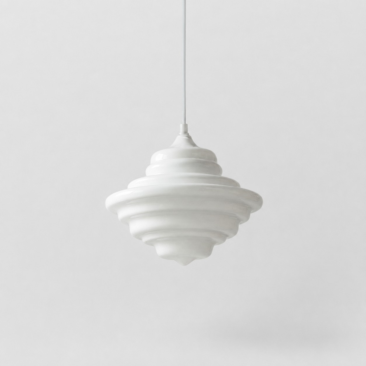 Space Age white glass pendant product view