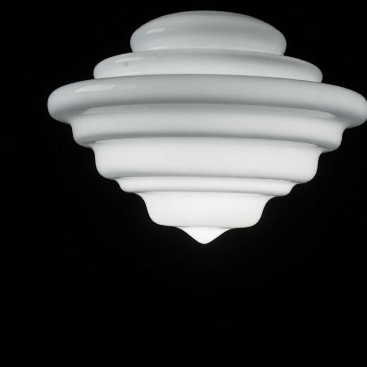 Layered white glass pendant shade profile