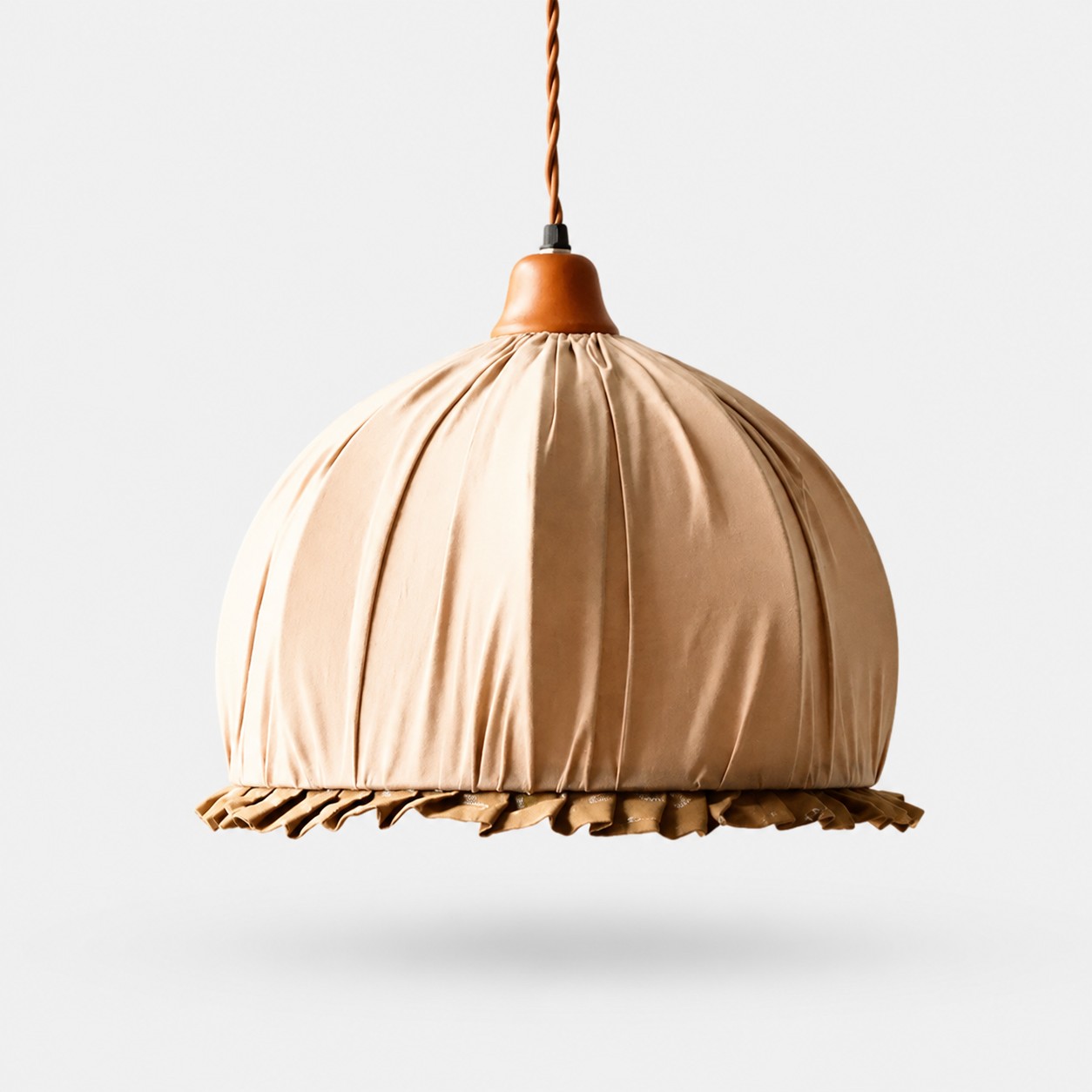 Gray Blue ruched fabric pendant light