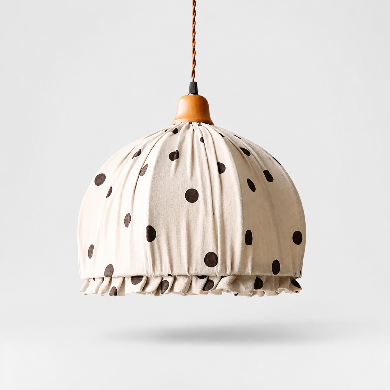 Polka Dot ruched fabric pendant light