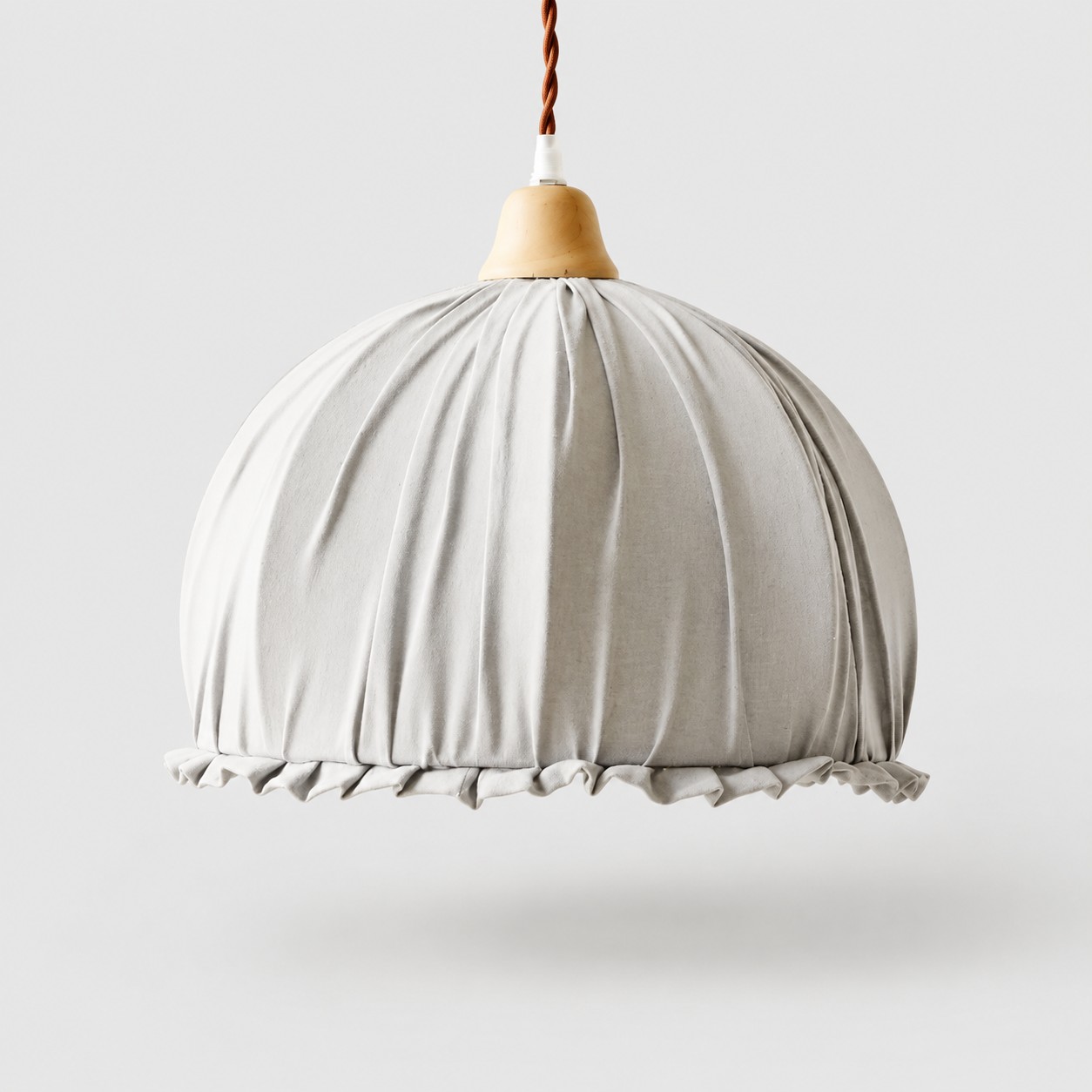 Autumn Brown ruched fabric pendant light