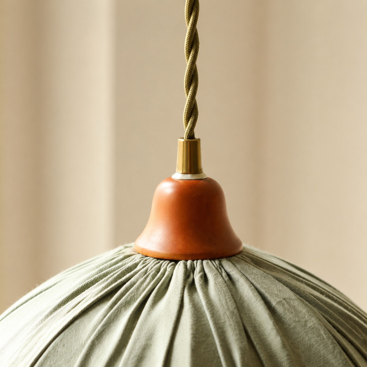 Close-up of the pendant fitting and braided cord