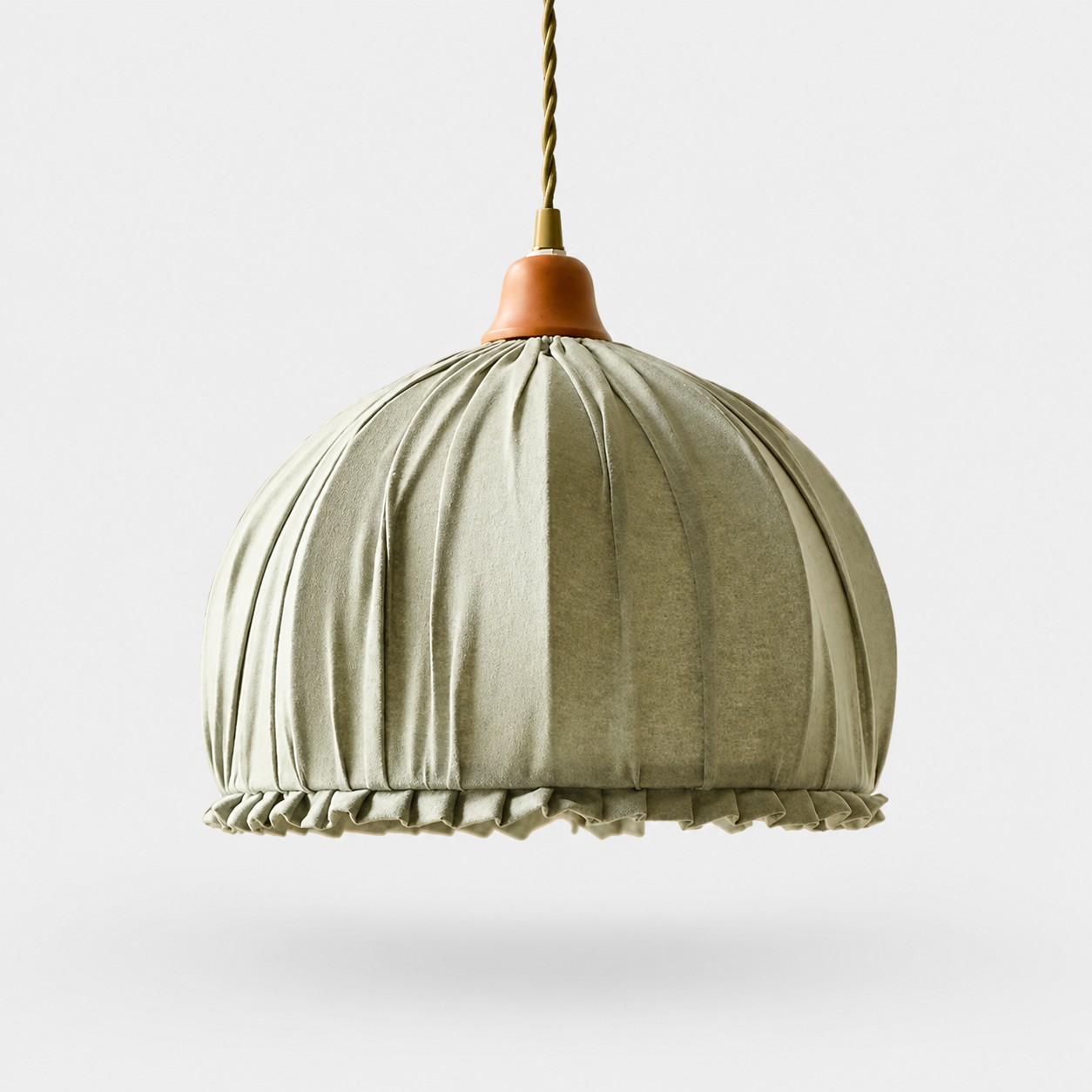Sage Green ruched fabric pendant light