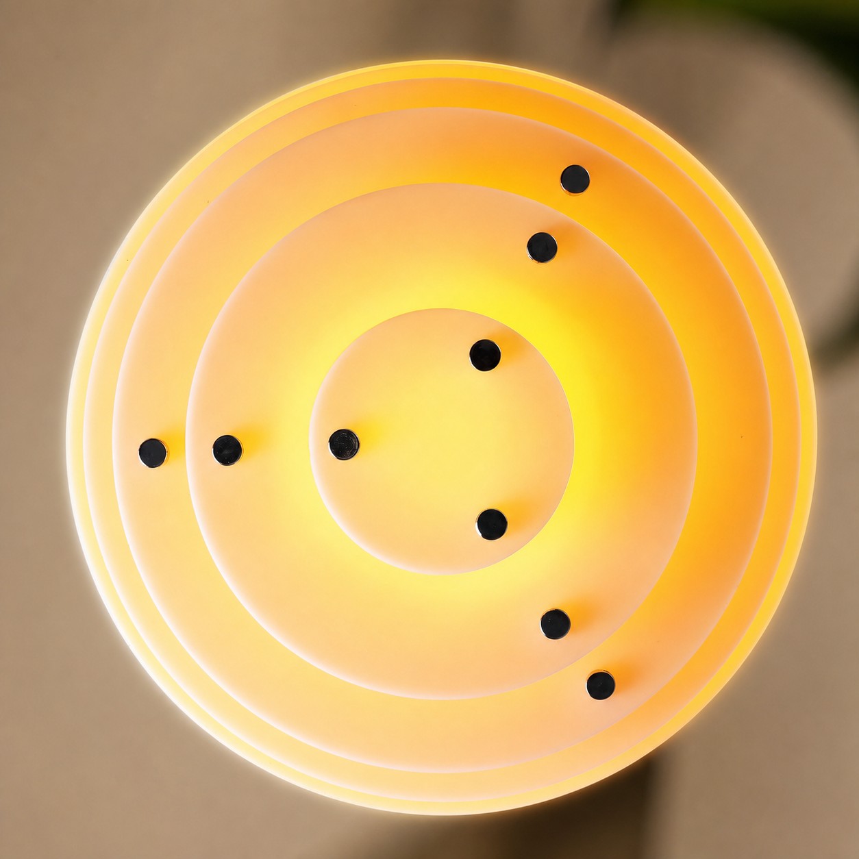Bottom view of the pendant lamp concentric geometry