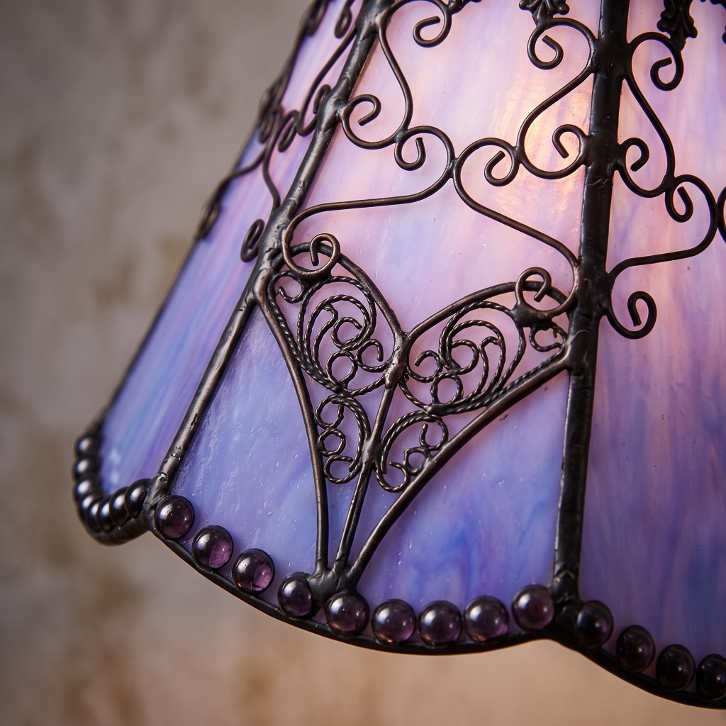 Gradient purple glass and dark ornamental leading detail