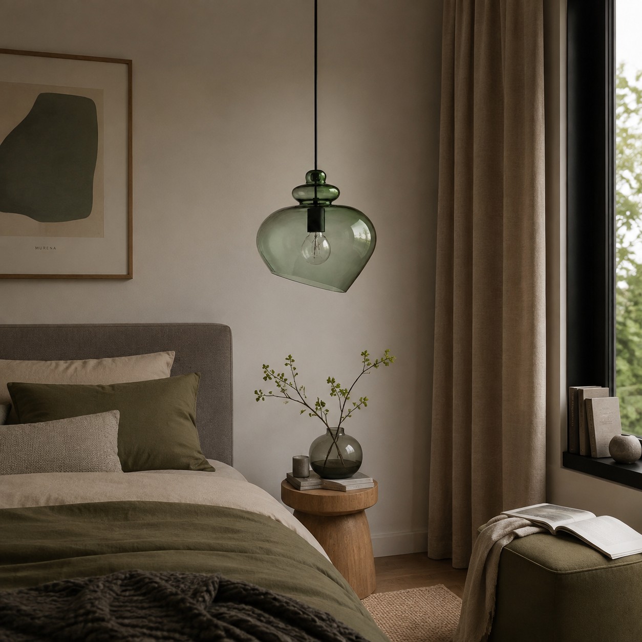 Green Grace pendant in a bedroom