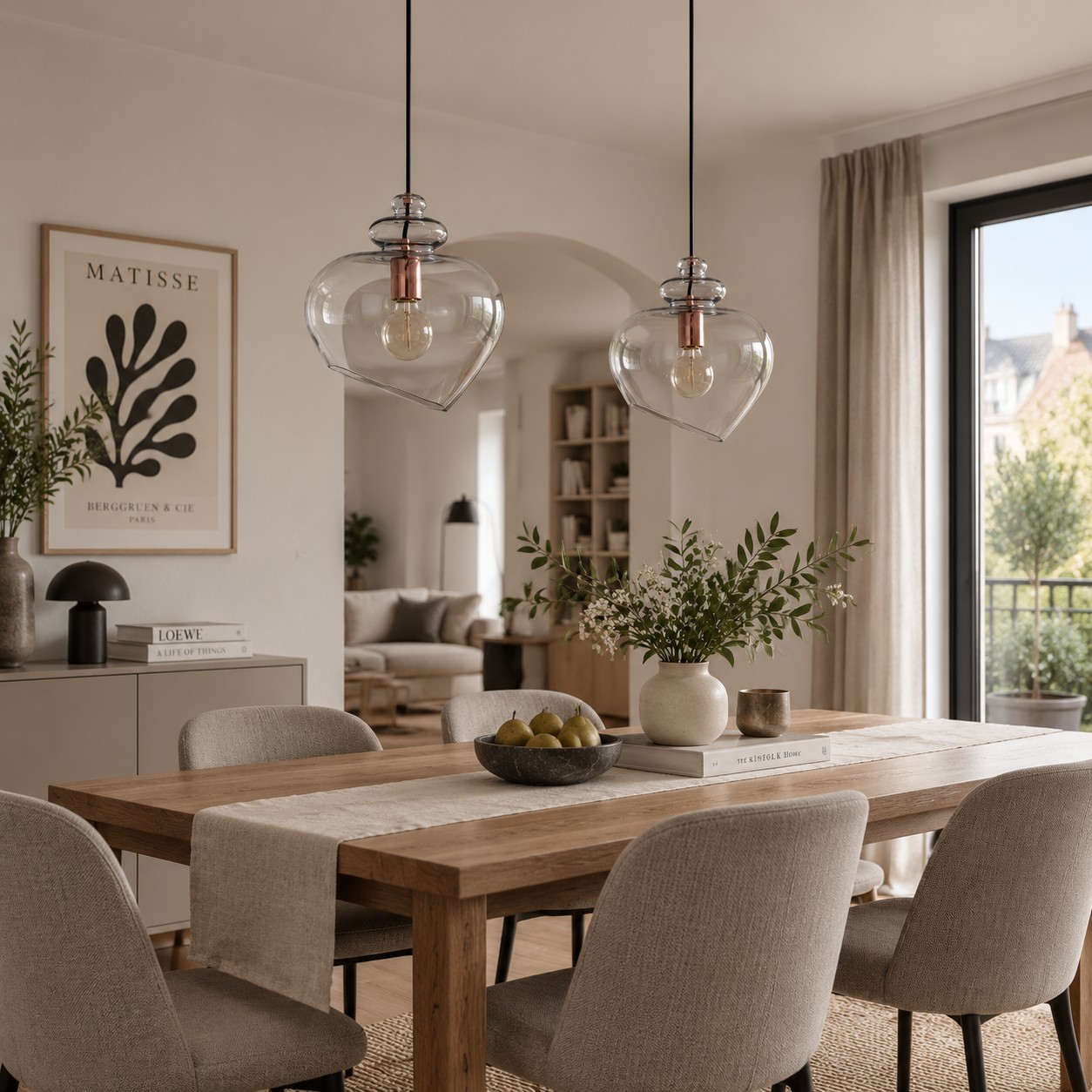 Grace pendants over a dining table