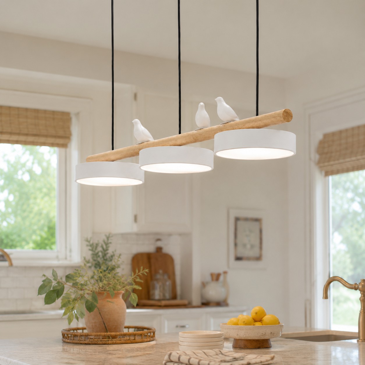 White Sienna pendant in a bright kitchen