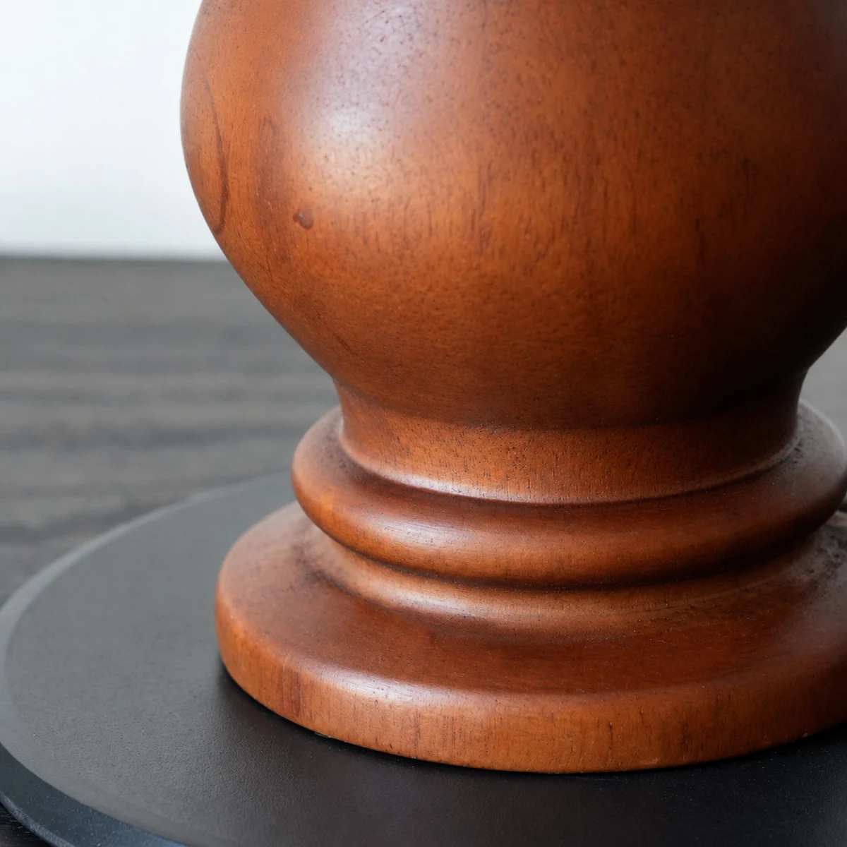Wood table lamp base detail