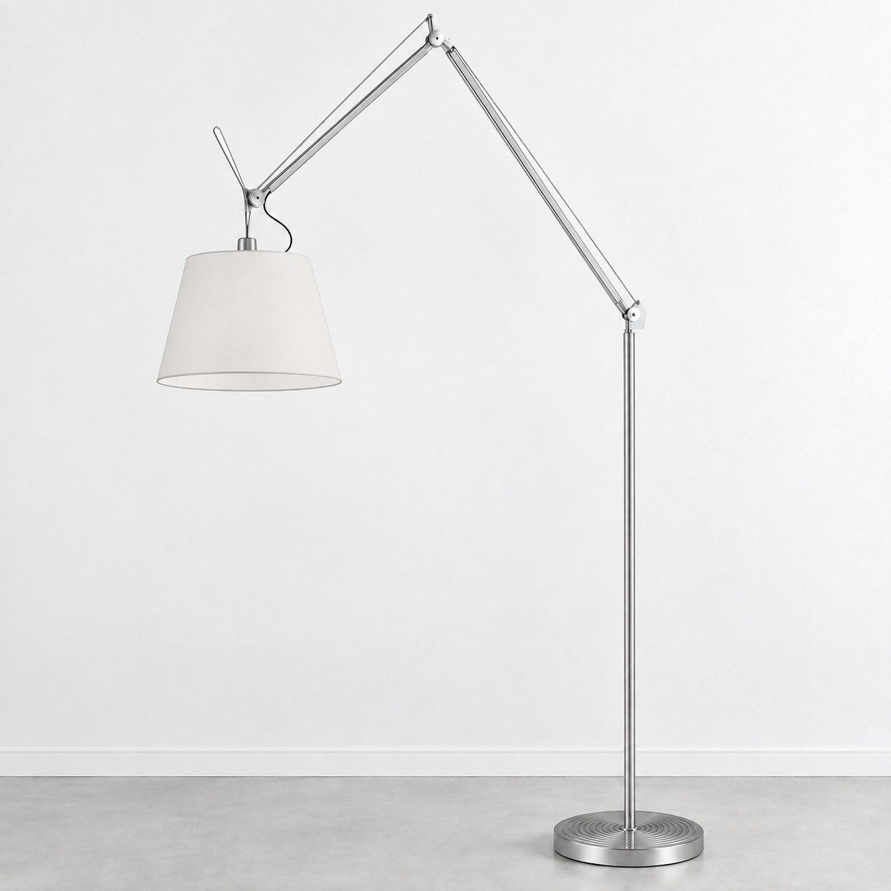 White shade and silver base