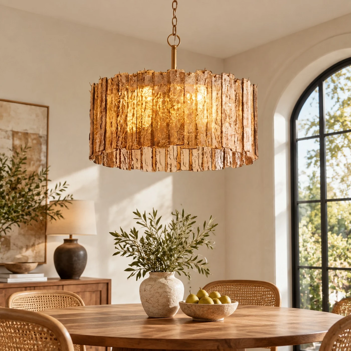 main amber glass chandelier