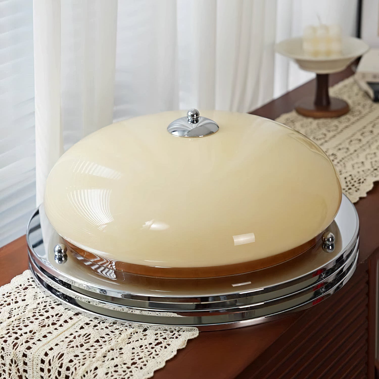 Lenon warm glass diffuser and chrome hardware close-up