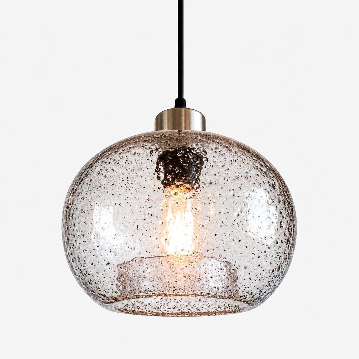 Textured Glass Globe Pendant with an 8.7-inch globe and single or pair sets