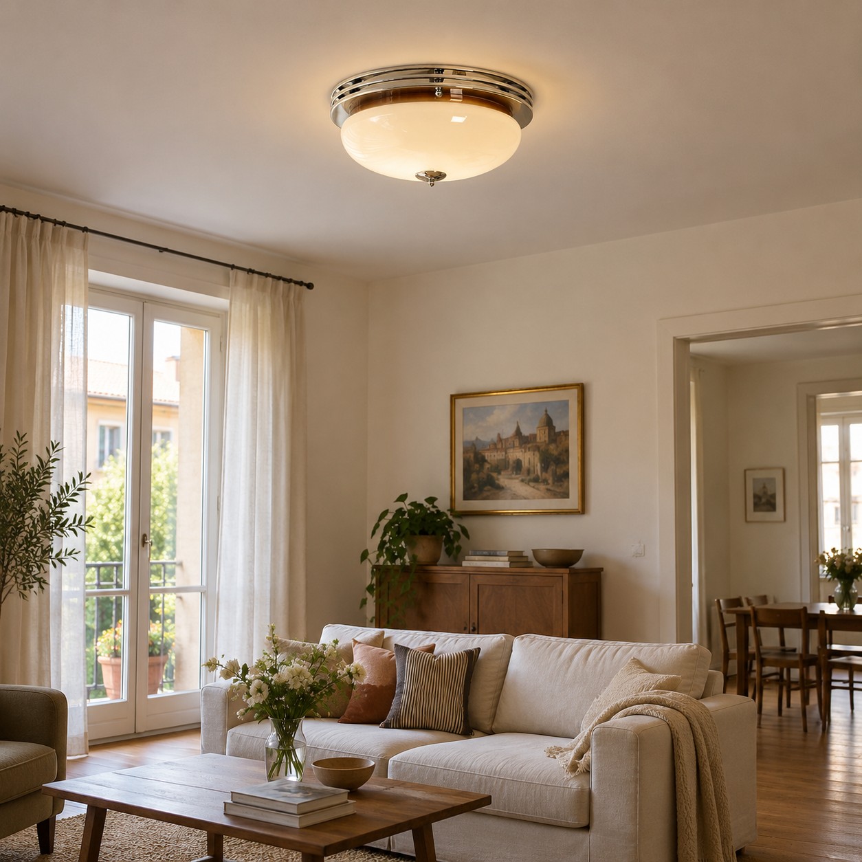 Lenon ceiling lamp in a hallway