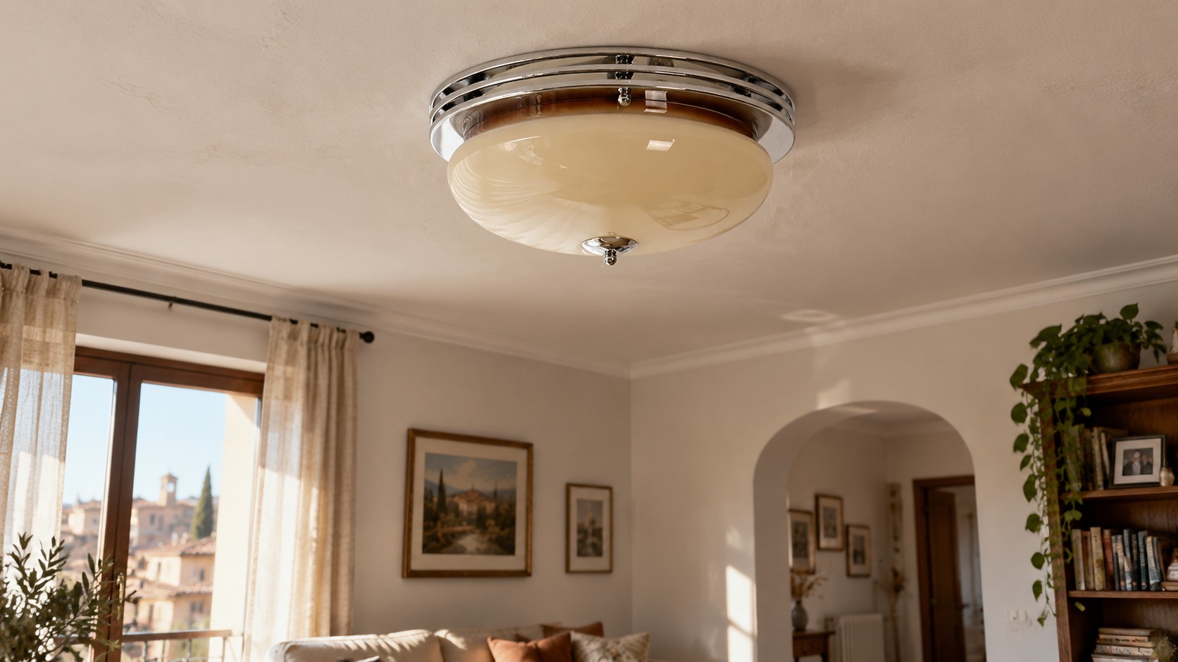 Lenon ceiling lamp in a warm living room