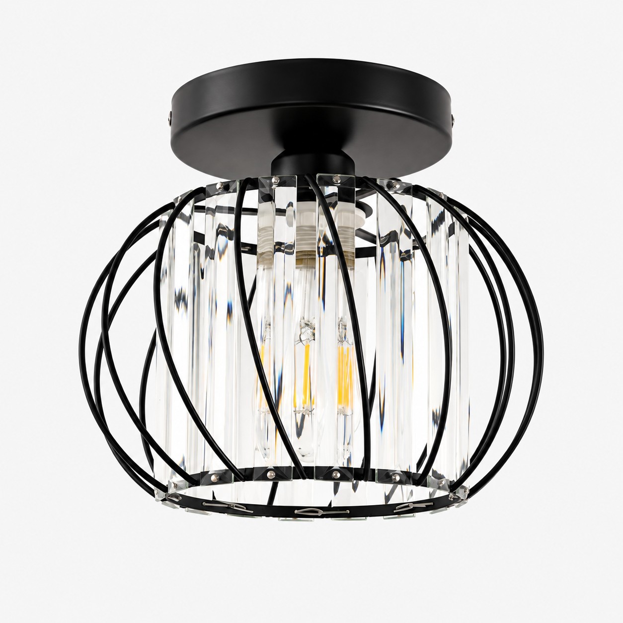 Geometric Crystal Ceiling Light with two sizes and a cage frame