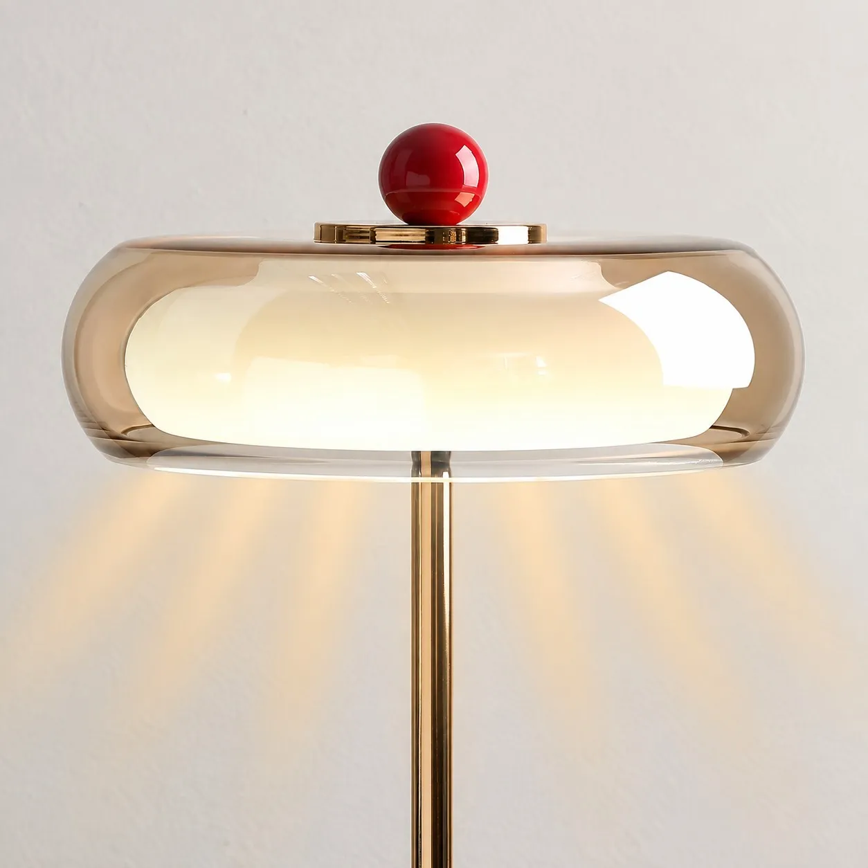 Veloura glass shade and red bauble detail