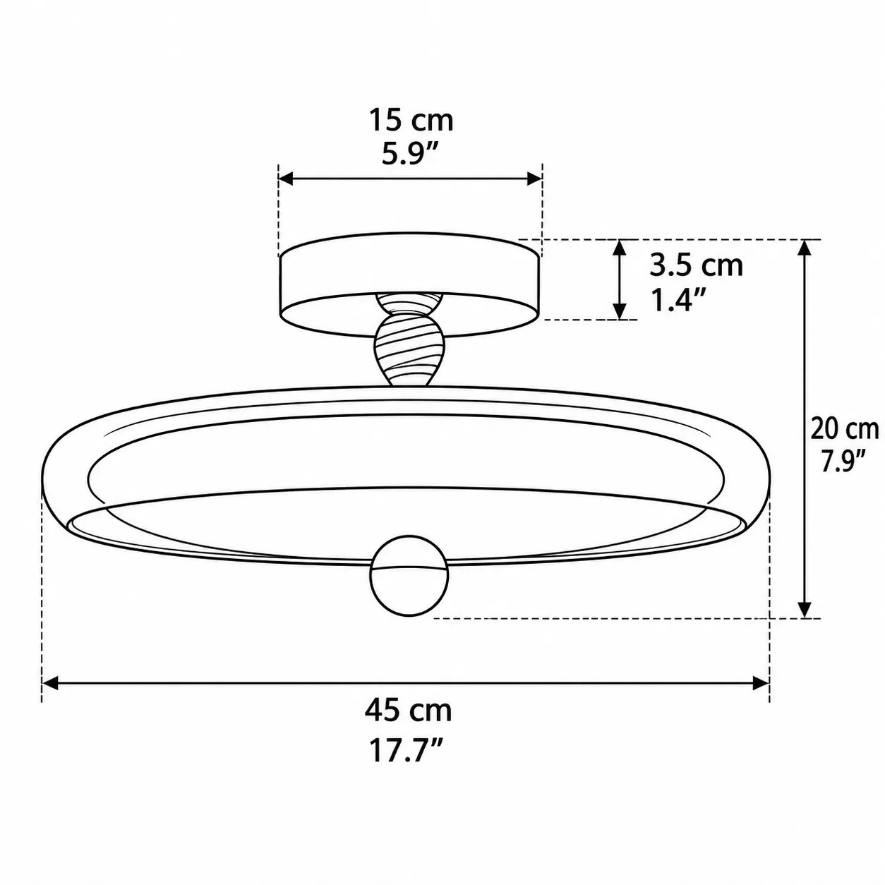 Veloura Vintage Glass Disc Ceiling Light dimensions: 45 cm diameter and 20 cm height