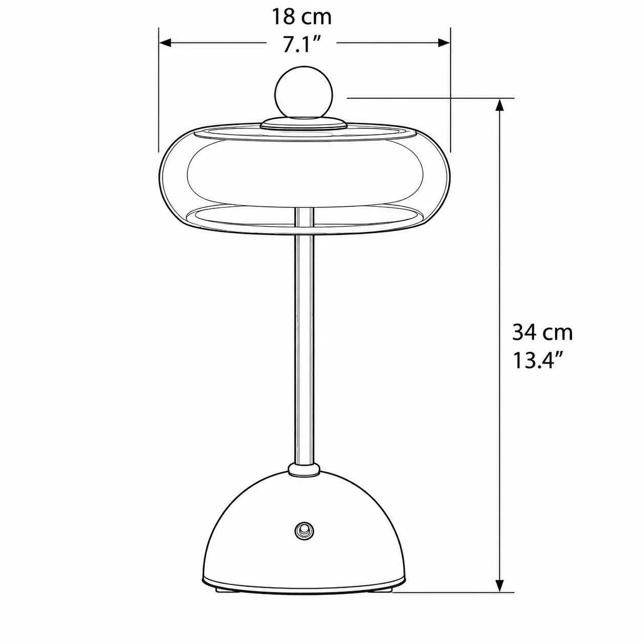 Veloura Memphis table lamp dimensions: 18 cm diameter and 34 cm height