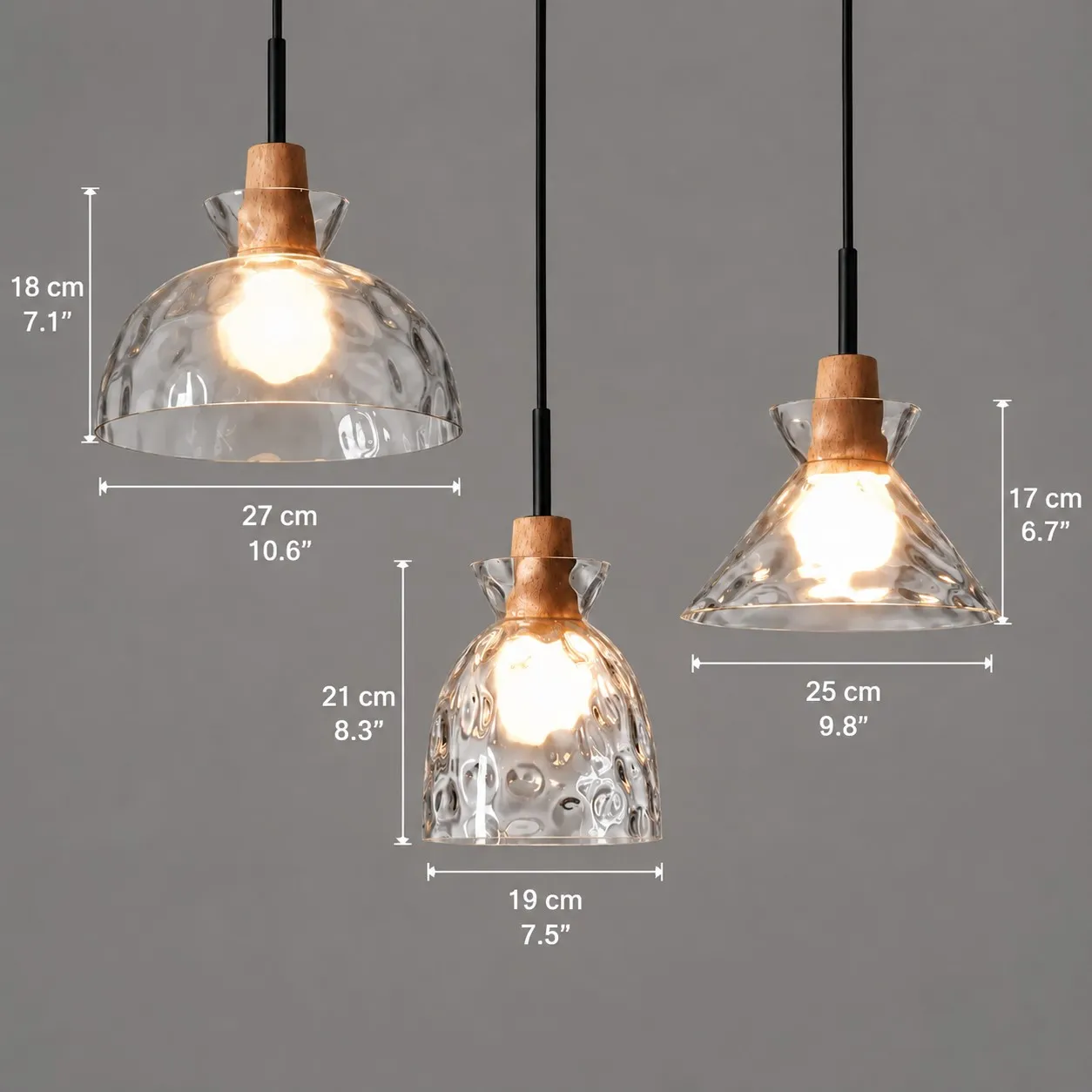 Sculpted Shade pendant light style dimensions
