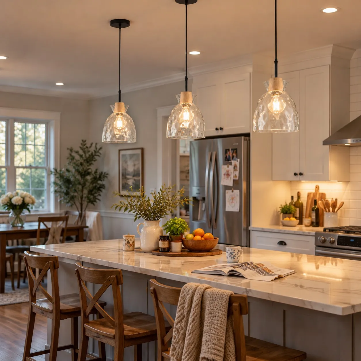 Sculpted Shade pendant above a kitchen island