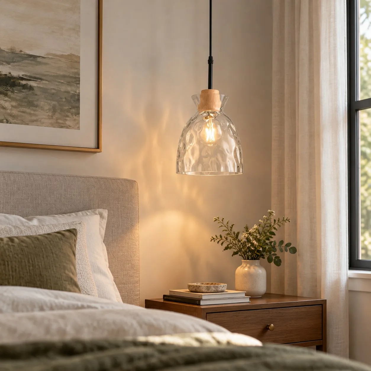 Sculpted Shade pendant in a bedroom