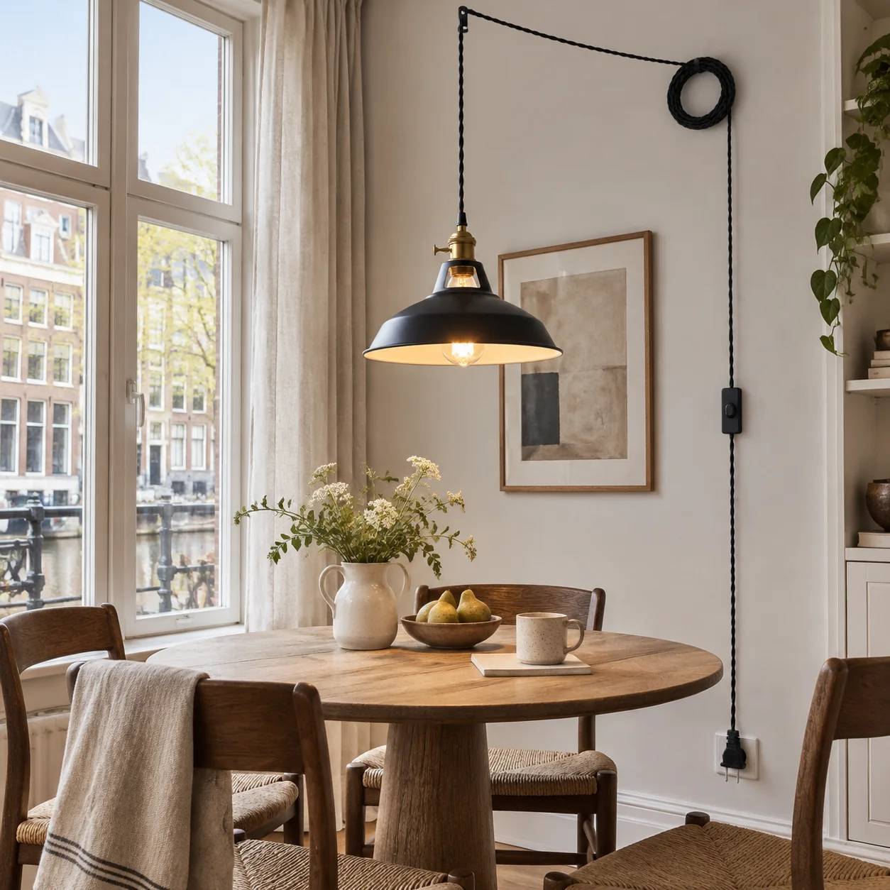 Farmhouse Plug-In Pendant with painted metal and shade colour choices - New2609-1024609 interior scene