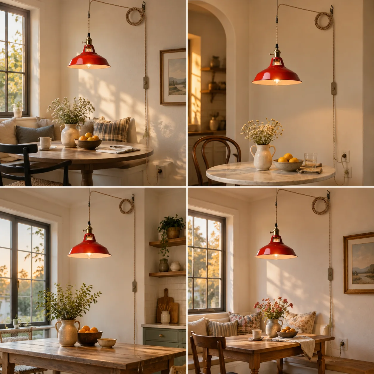 Farmhouse Plug-In Pendant with painted metal and shade colour choices - New2609-1024600 interior scene